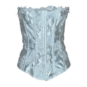 Empire Intimates White Satin Floral Lace Corset Bustier #6709 Made in USA Sz 44